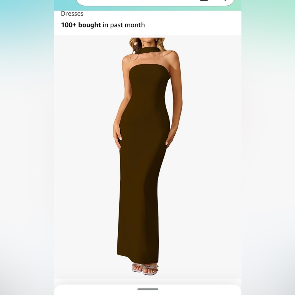 Elegant Brown Strapless Dress